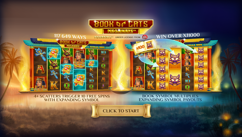 BGaming से Book of Cats Megaways स्लॉट के साथ मिस्र की पुस्तक की शक्ति को अनलॉक करें